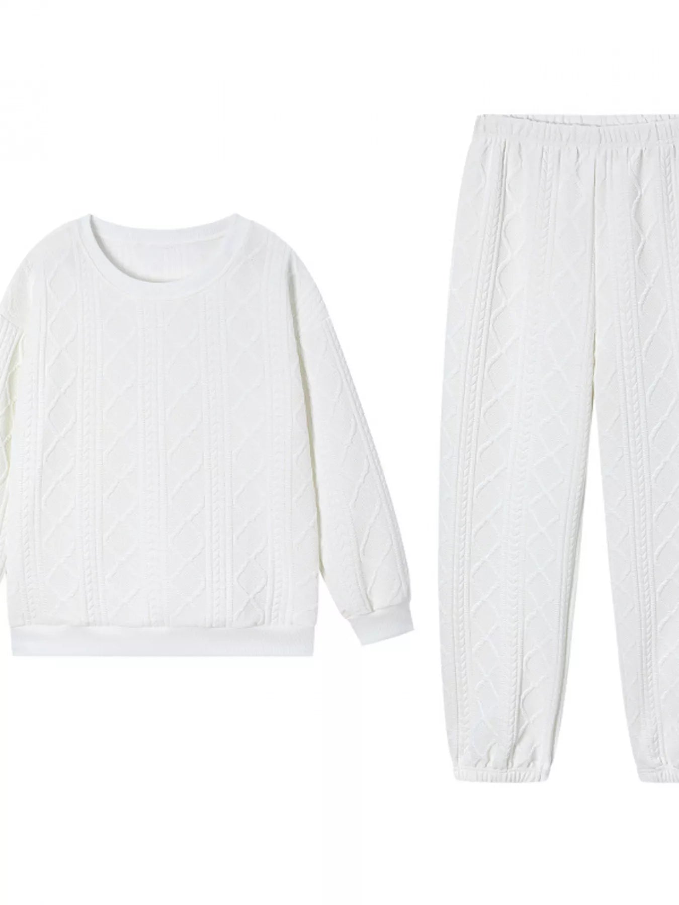 Texture Round Neck Top and Pants Set nicholesgifts