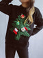 Christmas Tree Round Neck Long Sleeve Sweater nicholesgifts