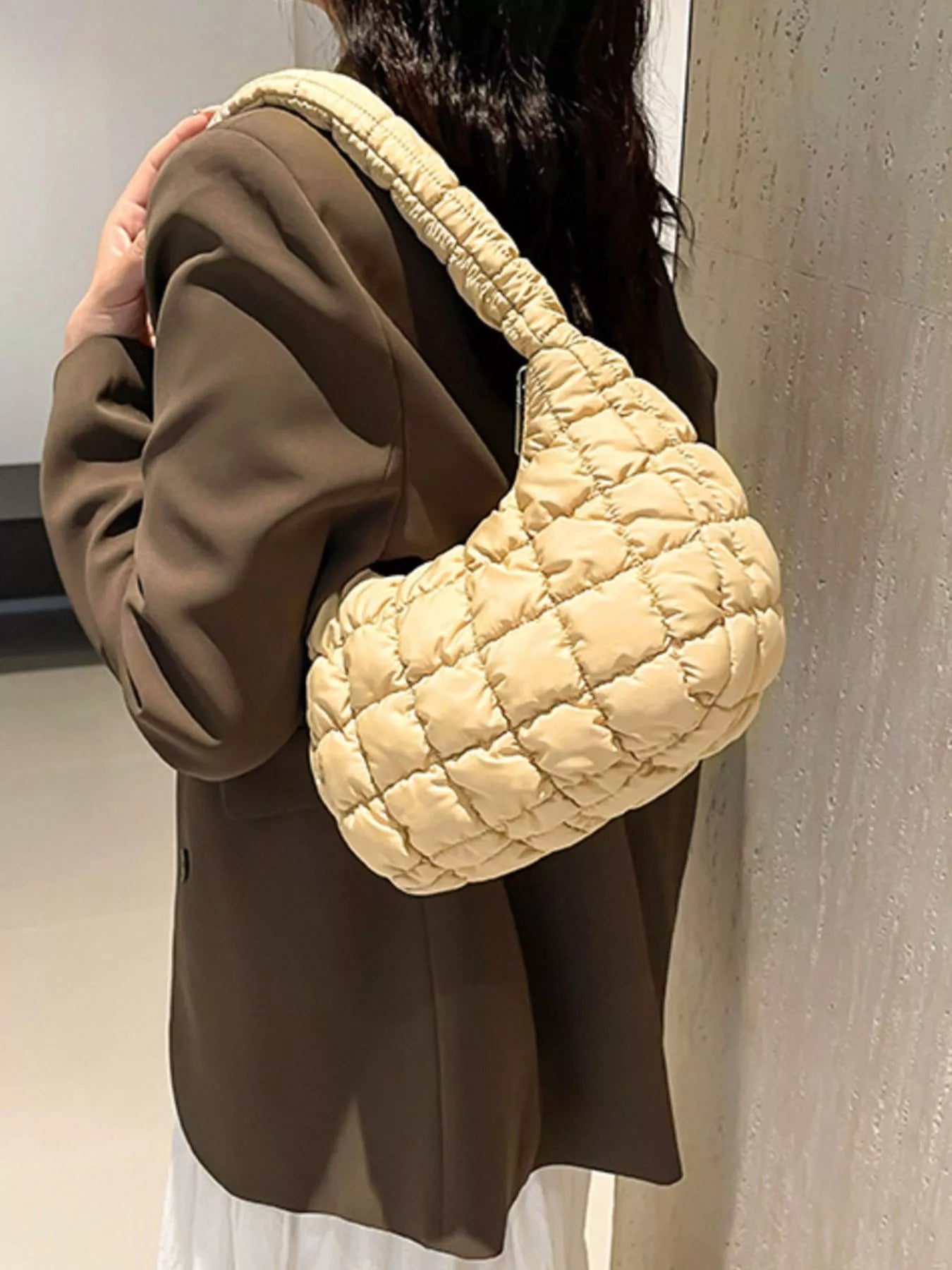 Quilted Ruched Shoulder Bag nicholesgifts