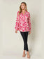 Women Double Take Full Size Printed Ruffle Trim Balloon Sleeve Shirt nicholesgifts