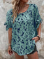 Women Tied Printed Boat Neck Blouse nicholesgifts