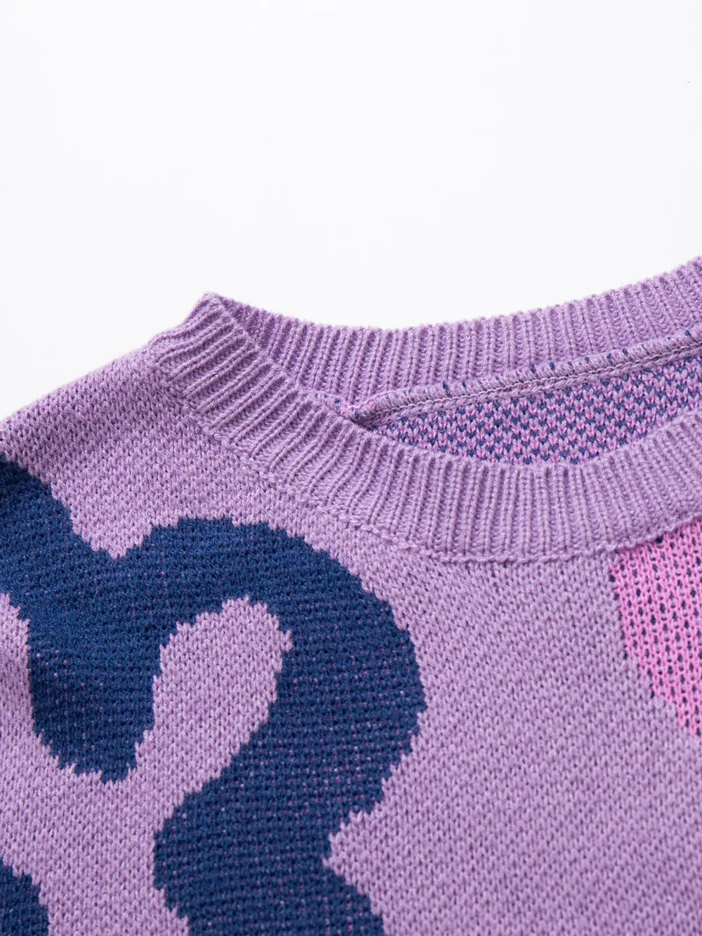 Flower Pattern Round Neck Long Sleeve Sweater Trendsi