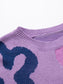 Flower Pattern Round Neck Long Sleeve Sweater nicholesgifts