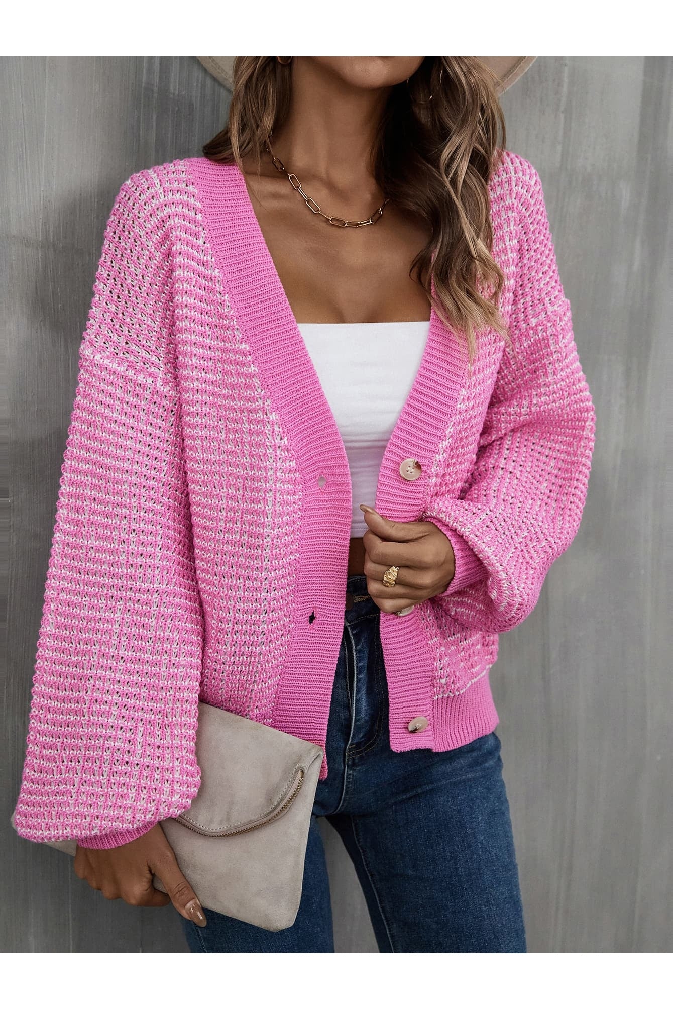 V-Neck Dropped Shoulder Cardigan nicholesgifts