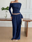 One Shoulder Long Sleeve Top and Pants Set nicholesgifts