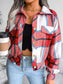 Plaid Collared Neck Drop Shoulder Jacket nicholesgifts