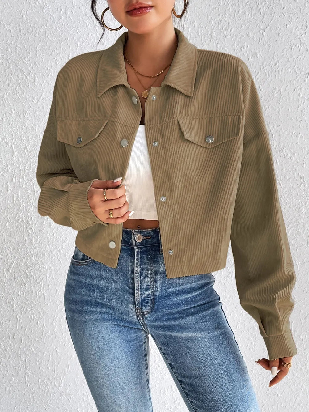 Honey Snap Down Long Sleeve Jacket nicholesgifts