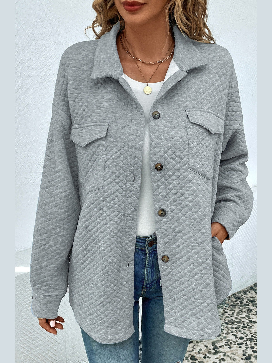 Button Down Collared Jacket nicholesgifts