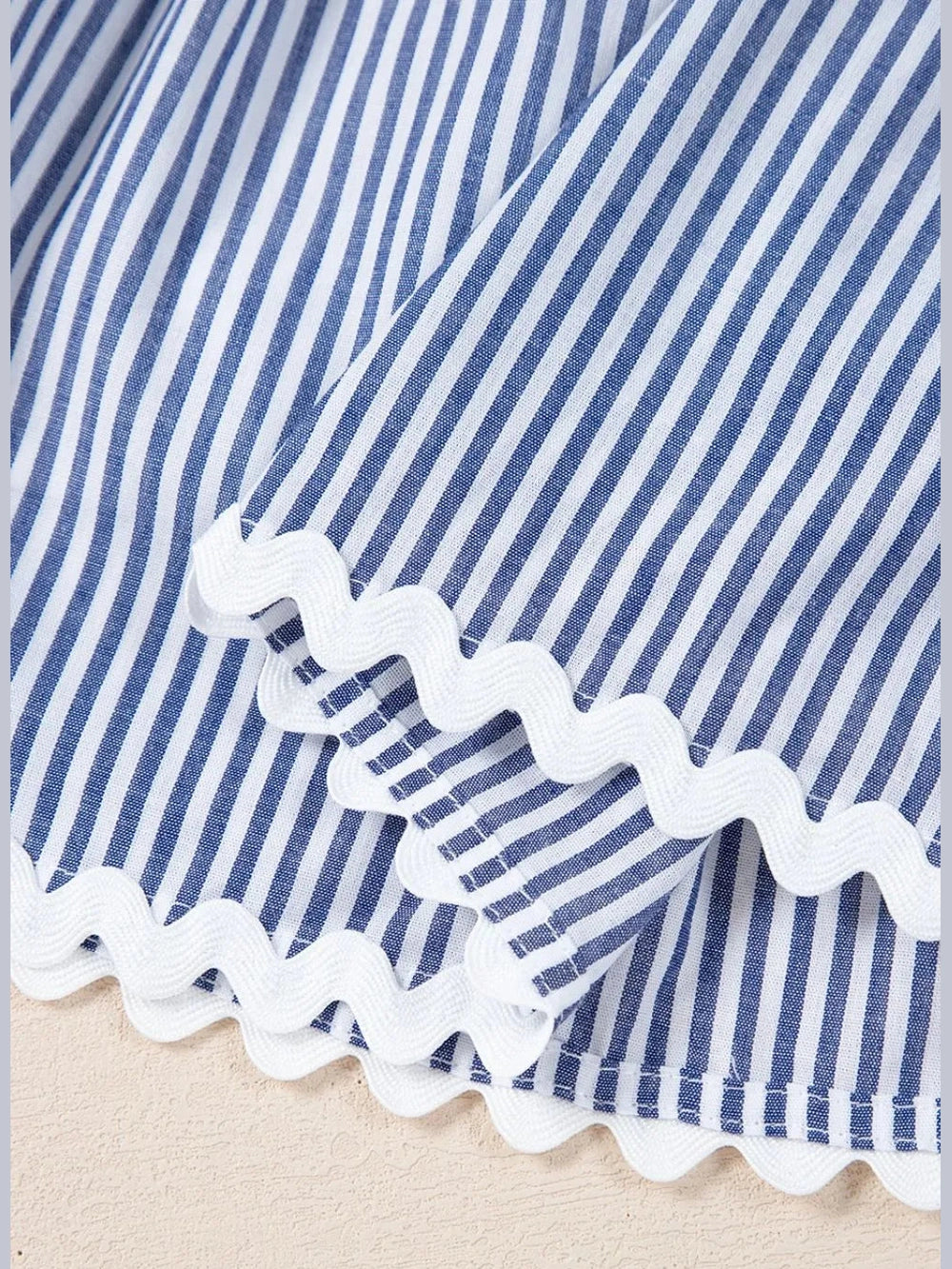 Stripe Sleeveless Notched Ric Rac Mini Dress NicholesGifts