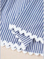 Stripe Sleeveless Notched Ric Rac Mini Dress nicholesgifts
