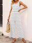 Striped Round Neck Wide Leg Jumpsuit nicholesgifts