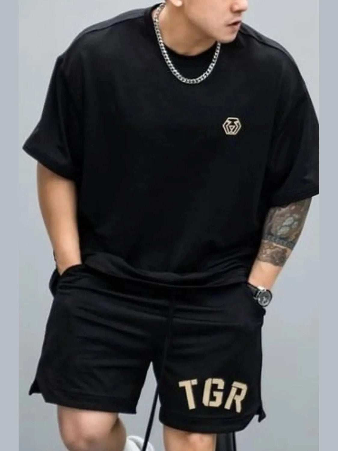 Men's Plus Size Round Neck Half Sleeve T-Shirt Trendsi