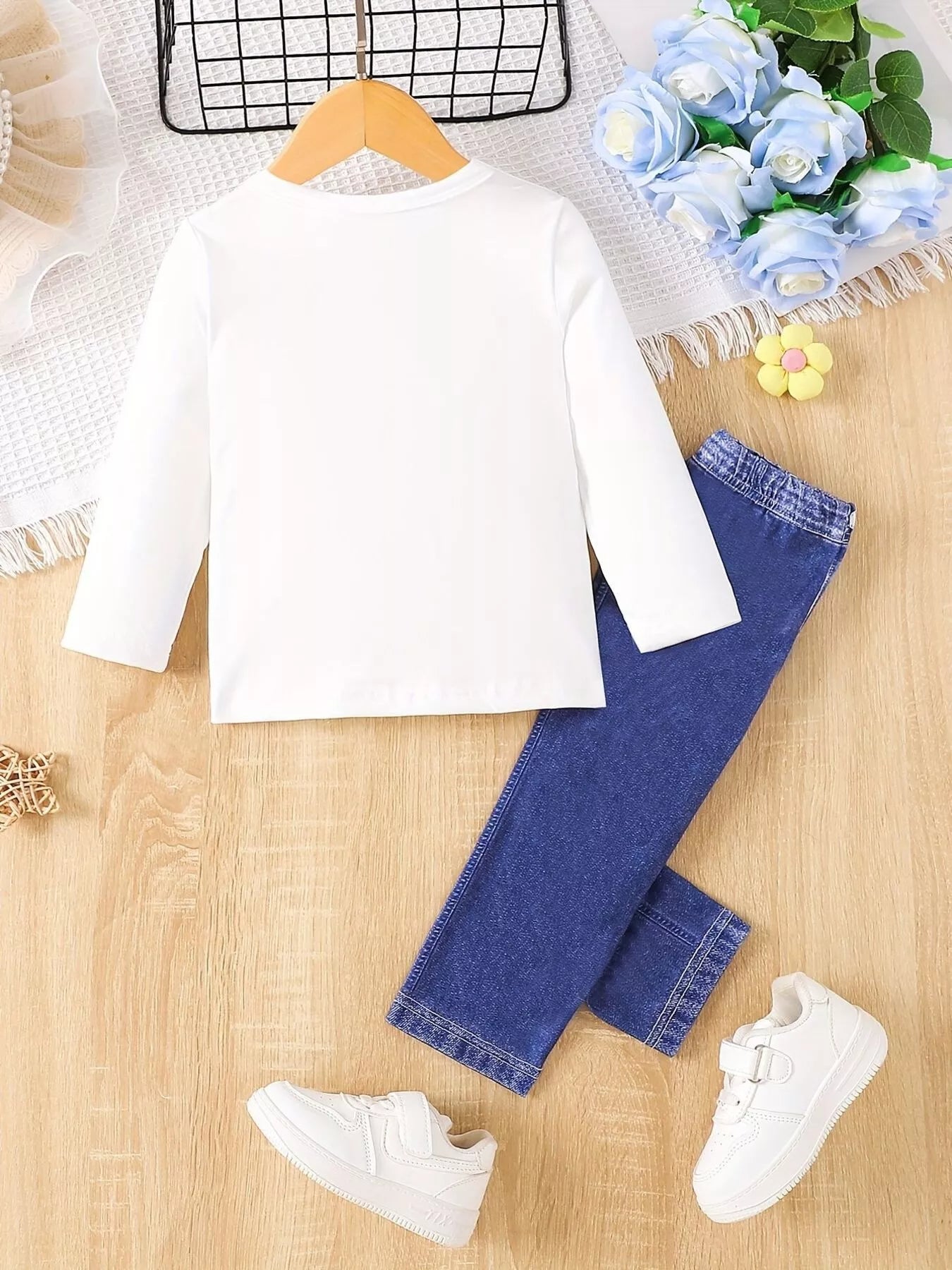 Children's Cartoon Girl Long Sleeve Top & Jeans Set NicholesGifts