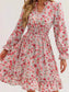 Floral Print Flounce Sleeve Ruffle Hem Dress nicholesgifts