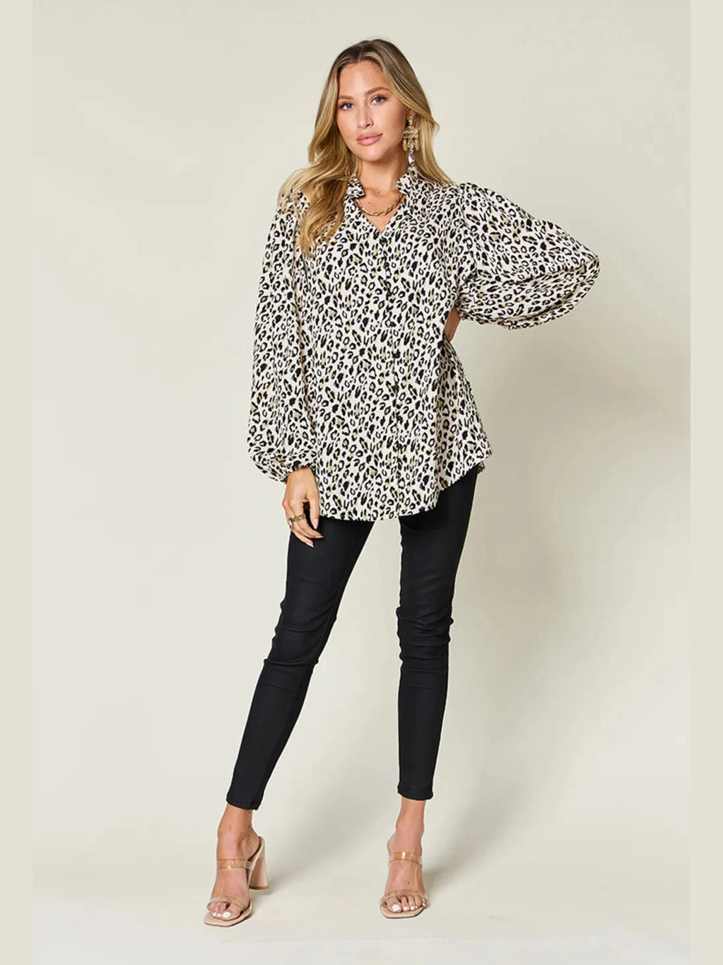Double Take Full Size Leopard Long Sleeve Blouse nicholesgifts