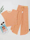 Striped Round Neck Short Sleeve Top and Pants Set nicholesgifts