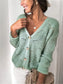 Openwork Button Up Long Sleeve Cardigan nicholesgifts