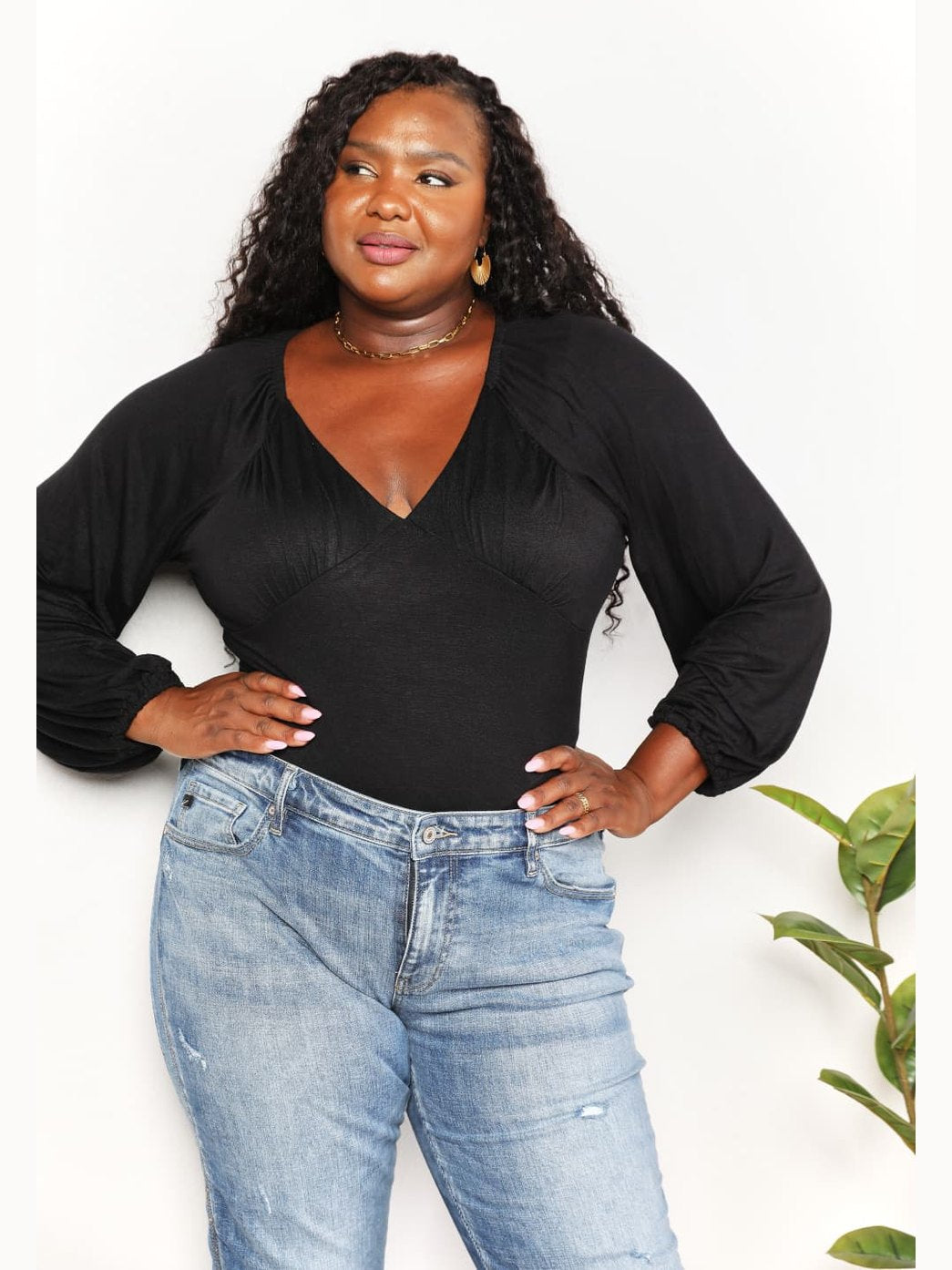 Culture Code Full Size V- Neck Bodysuit