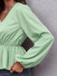 V-Neck Balloon Sleeve Peplum Blouse nicholesgifts