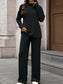 Ribbed Turtleneck Dropped Shoulder Top and Pants Sweater Set nicholesgifts
