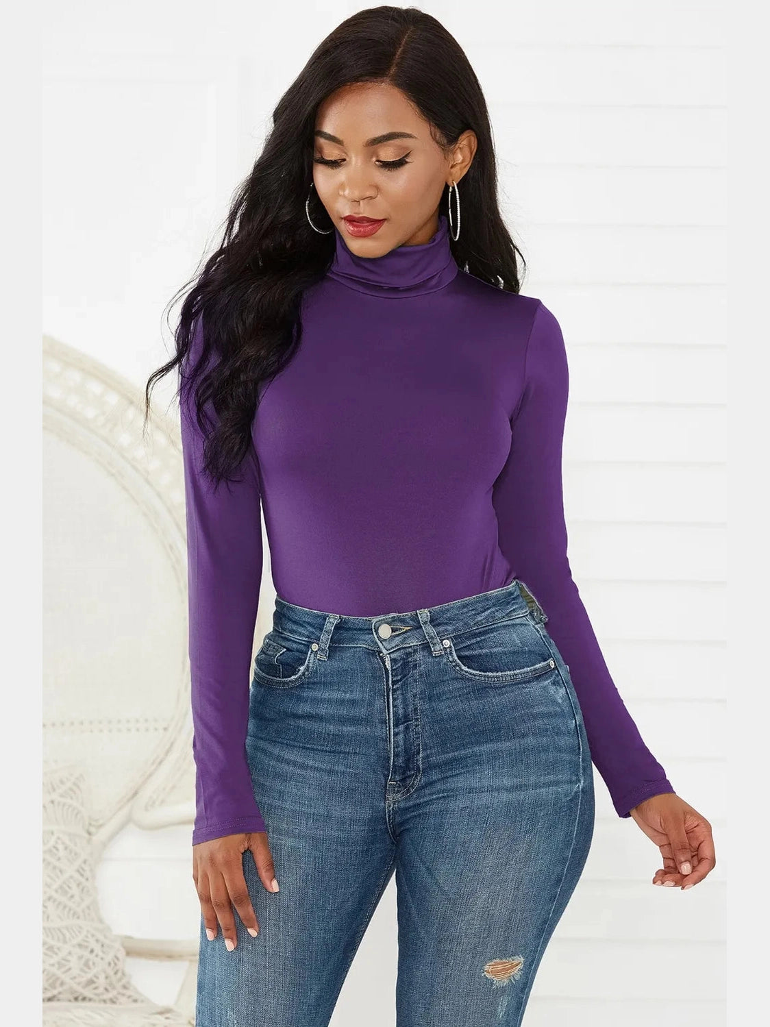 Turtleneck Long Sleeve Bodysuit nicholesgifts