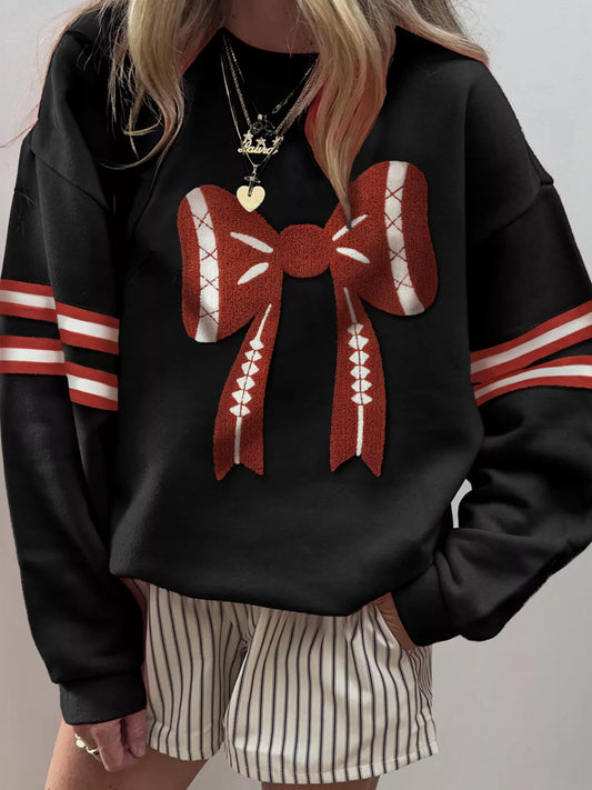 Bow Front Dropped Shoulder Sweatshirt nicholesgifts
