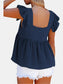 Full Size Ruffled Square Neck Cap Sleeve Blouse nicholesgifts