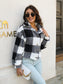 Women Plaid Dropped Shoulder Buttoned Jacket nicholesgifts