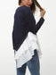 Ivy Lane Tiered Contrast Round Neck Long Sleeve T-Shirt nicholesgifts
