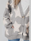 Women Star Button Up Long Sleeve Cardigan nicholesgifts