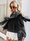 Tassel Button Up Dropped Shoulder Denim Jacket nicholesgifts