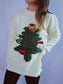 Christmas Tree Round Neck Long Sleeve Sweater nicholesgifts