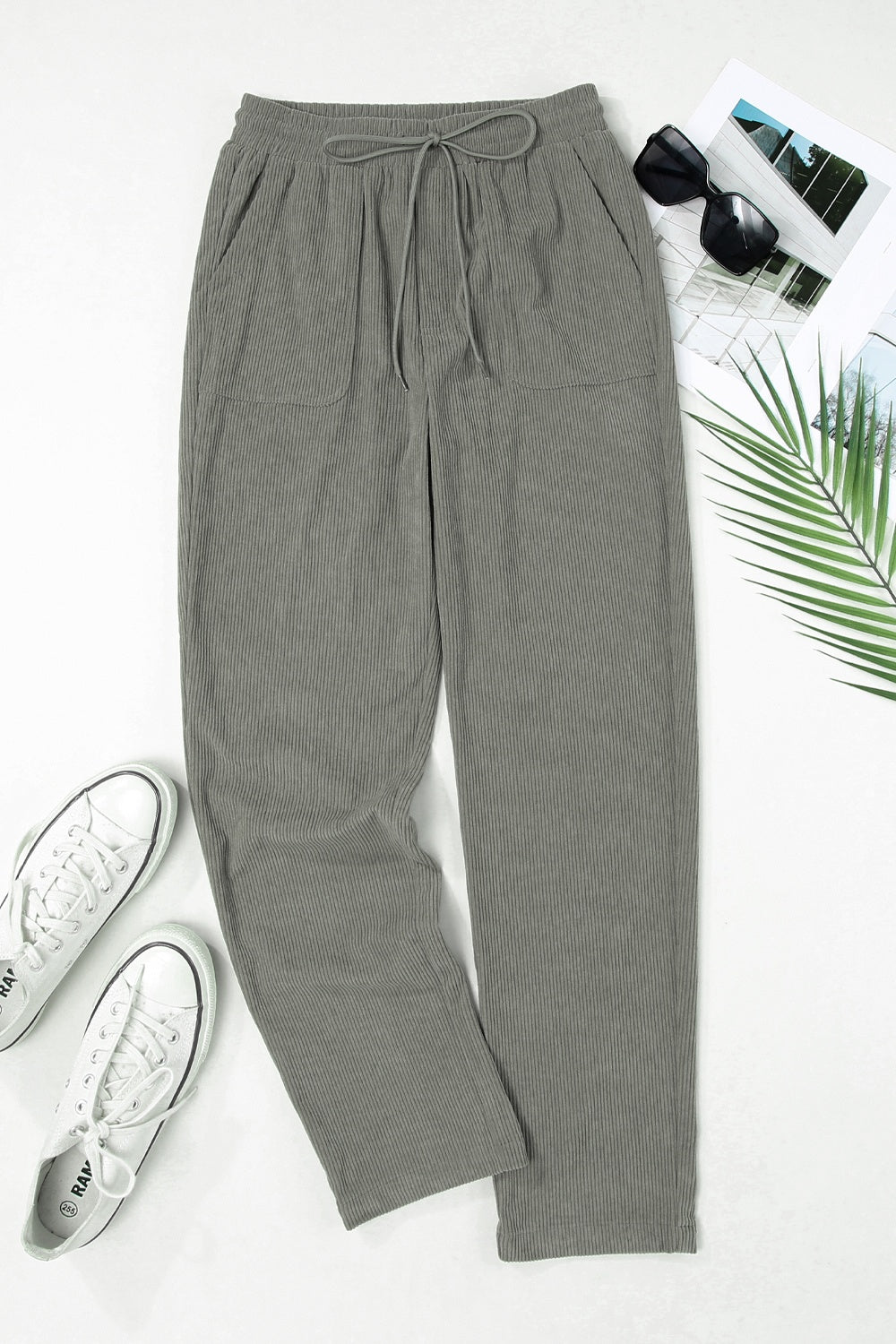 Drawstring Straight Pants with Pockets nicholesgifts