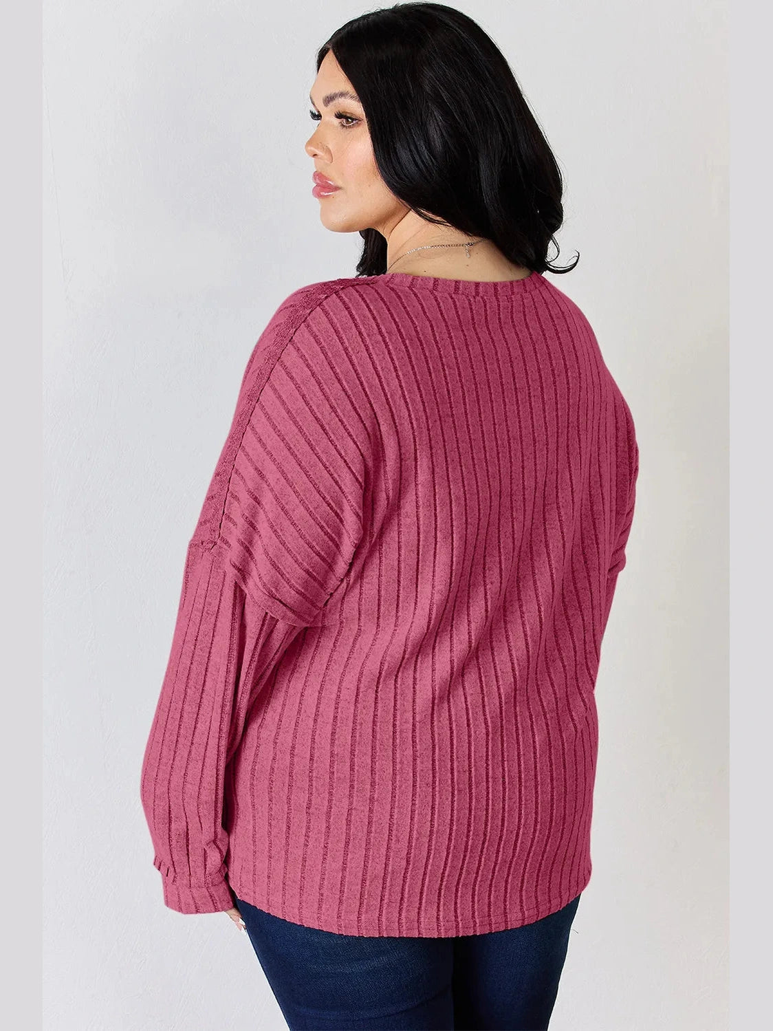Basic Bae Full Size Ribbed Half Button Long Sleeve T-Shirt nicholesgifts