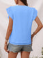 Women Textured V-Neck Cap Sleeve Blouse nicholesgifts