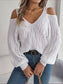 Cable-Knit Cold Shoulder Long Sleeve Sweater nicholesgifts