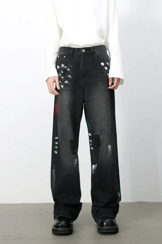 Men's Paint Loose Jeans Trendsi