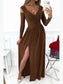 Slit Surplice Long Sleeve Maxi Dress nicholesgifts