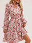 Floral Print Flounce Sleeve Ruffle Hem Dress nicholesgifts