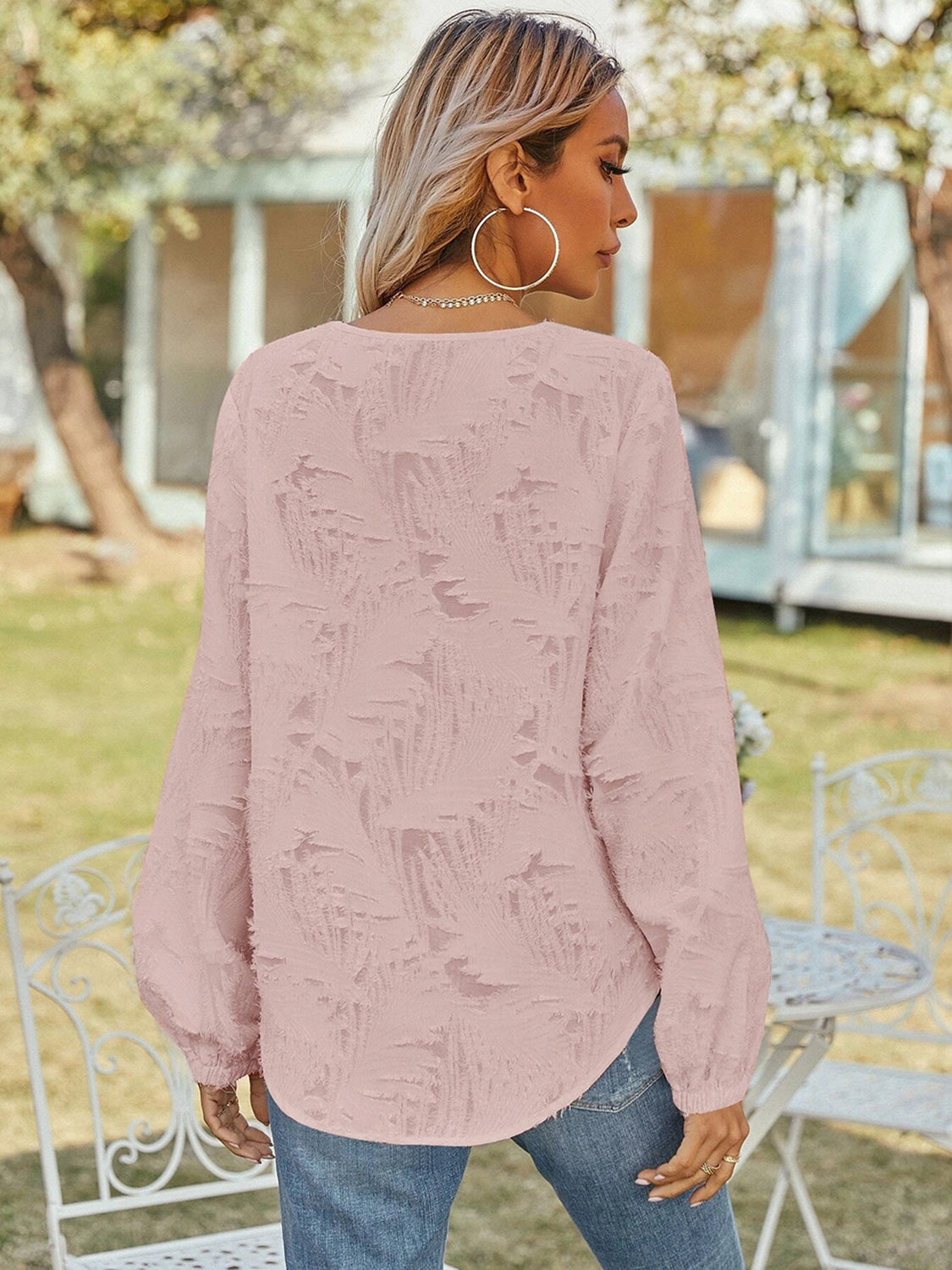 V-Neck Long Sleeve Blouse nicholesgifts