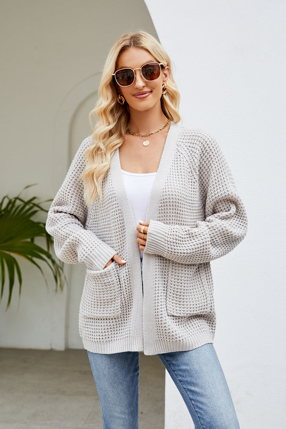 Open Front Long Sleeve Cardigan with Pockets nicholesgifts