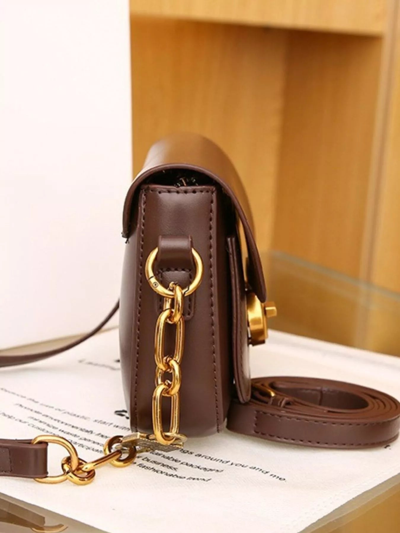 Leather Flap Shoulder Bag nicholesgifts