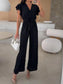Surplice Wide Leg Belted Jumpsuit nicholesgifts