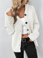 Women Button Up Drawstring Long Sleeve Hooded Cardigan nicholesgifts