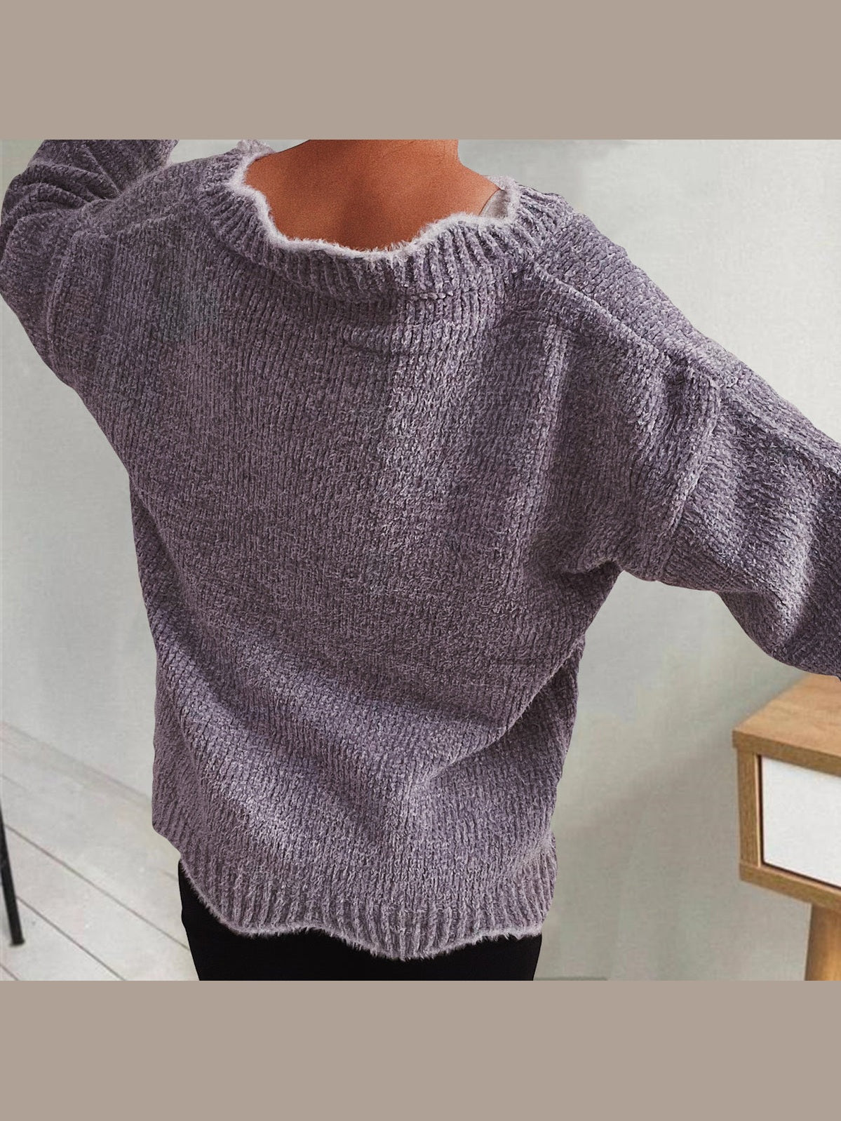 V-Neck Drop Shoulder Long Sleeve Sweater Trendsi