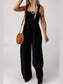 Smocked Square Neck Wide Leg Jumpsuit with Pockets nicholesgifts