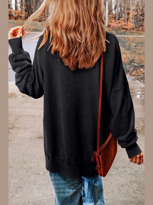 Pumpkin Print Dropped Shoulder Sweatshirt nicholesgifts