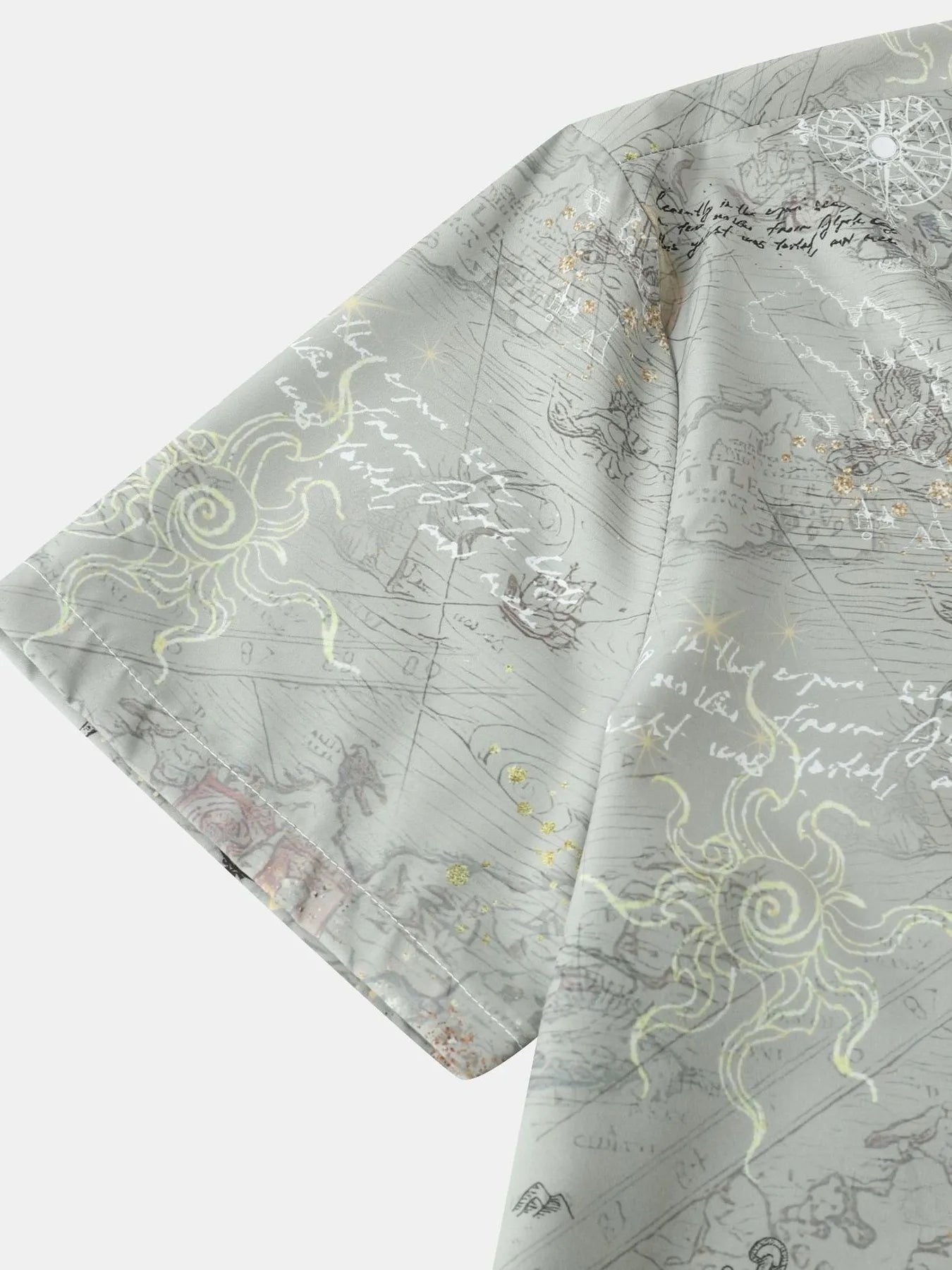 Men's Vintage Map Print Short Sleeve Button Down Shirt NicholesGifts