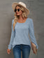 Heathered Square Neck Long Sleeve T-Shirt nicholesgifts