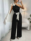 One-Shoulder Bowknot Wide Leg Jumpsuit nicholesgifts
